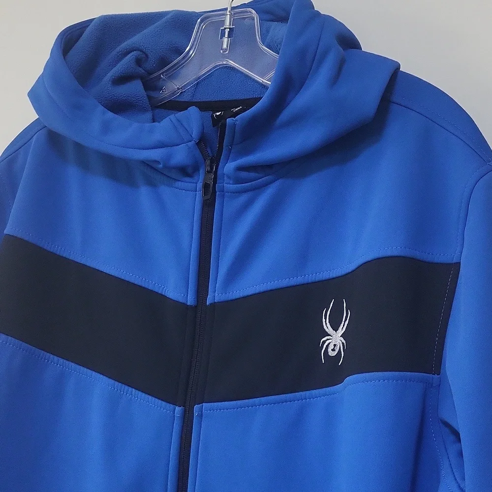 SPYDER Blue Black Full Zip Fleece Line Hooded Jacket